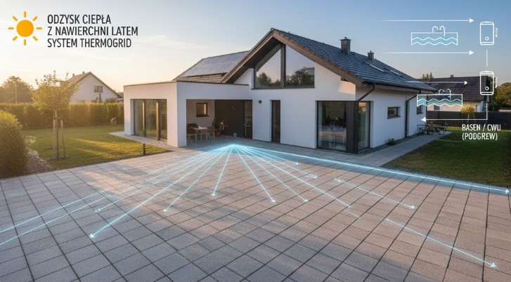 Odzysk energii słonecznej z nawierzchni podjazdu ThermoGrid